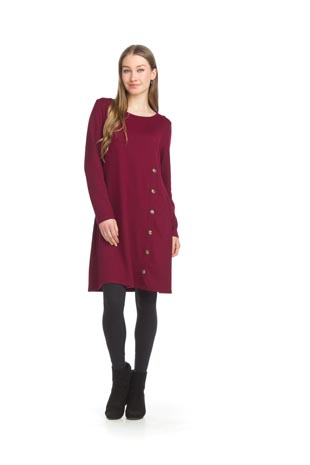 SD-15406 - Button Detail Brushed Sweater Dress - Colors: Wine, Black - Available Sizes:XS-XXL - Catalog Page:32 